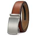 Chaoren Leather Ratchet Belt 2 Pack Dress with Click Sliding Buckle 1 3/8" in Gift Set Box - Adjustable Trim to Fit