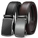 Chaoren Leather Ratchet Belt 2 Pack Dress with Click Sliding Buckle 1 3/8" in Gift Set Box - Adjustable Trim to Fit