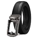 Chaoren Leather Ratchet Belt 2 Pack Dress with Click Sliding Buckle 1 3/8" in Gift Set Box - Adjustable Trim to Fit