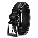 Chaoren Leather Ratchet Belt 2 Pack Dress with Click Sliding Buckle 1 3/8" in Gift Set Box - Adjustable Trim to Fit