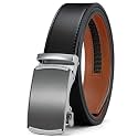 Chaoren Leather Ratchet Belt 2 Pack Dress with Click Sliding Buckle 1 3/8" in Gift Set Box - Adjustable Trim to Fit