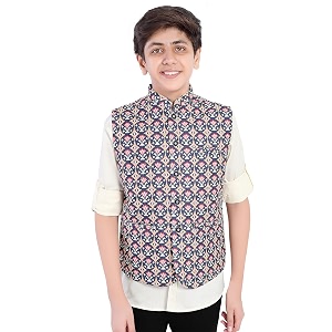 charchit boys printed nehru jacket and shirt