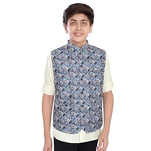 charchit boys printed nehru jacket and shirt