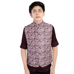 charchit boys printed nehru jacket and shirt