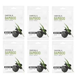charcoal amp bamboo face sheet mask instant detox 20ml pack of 6