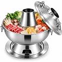 Charcoal Hot Pot, Chinese Charcoal Hot Pot Cooker for Camping (Silver)