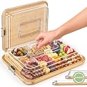Charcuterie Boards with Foldable Lid, Portable Cheese Board Snack Tray