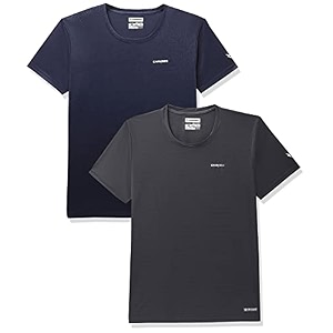 charged play-005 interlock knit geomatric emboss round neck sports t-shirt navy size xl and charged pulse-006 checker knitt round neck sports t-shirt graphite size xl