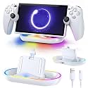 Charger Station for PlayStation Portal- Case Friendly, Charging Dock with Color Light Charger Stand &amp; USB Type C Cable, Magnetic Type C Port for PS5 Ps Portal Charging with Case on (White)