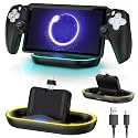 Charger Station for PlayStation Portal Console- Case Friendly, Charging Dock with RBG Light Charger Stand & USB Type C Cable, Magnetic Type C Port for PS5 Ps Portal Charging with Case on (Black)