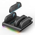 Charging Dock for 2025 Nintendo Switch 2 Joycon Controllers - 4 in 1 Fast Magnetic Charger Station with RGB Lights & 2FT Charging Cable Compatible with Switch Joy con 2