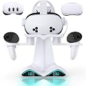 Charging Dock for Meta Quest 3S/Quest 3/Quest 2, Vertical Fast Charging Stand, with 4 Rechargeable Batteries, LED Status Display, All-in-One Storage for VR Headset Accessories & Controllers