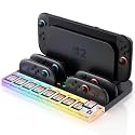 Charging Dock for Nintendo Switch 2 Joy-Con Controllers, 4-Slot Magnetic Fast Charger Station with 7 Light Modes, Overcharge Protection & 9 Game Card Storage, NS Switch 2 Stand Accessories
