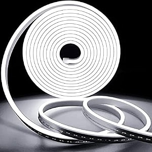 charkee neon rope light silicon dc light 5 meter164 feet or indoor and outdoorhome flexible waterproof decorative light with 12v dc adapter include- white cha-a1
