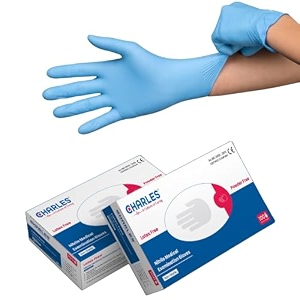 charles box of 100pcs nitrile examination hand gloves  medium size  powder free  blue  ce approved  multipurpose with good fit amp comfort  made in malaysia 
