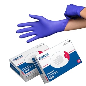 charles powder free nitrile hand gloves box of 100pcs  blue  small size ce approved  multipurpose with good fit amp comfort  made in malaysia 