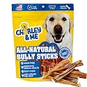 CHARLEY &amp; ME All-Natural Bully Sticks for Dogs Made in the USA - Low-Odor, Rawhide-Free 6” Beef Chews for Aggressive Chewers &amp; Dental Health (Pack of 25)