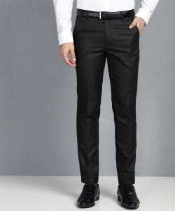 charlie carlos men relaxed black cotton blend trousers