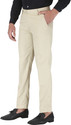 CHARLIE CARLOS Men Relaxed Cream Cotton Blend Trousers