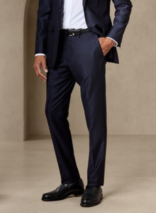 charlie carlos men relaxed dark blue cotton blend trousers
