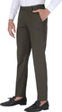 CHARLIE CARLOS Men Relaxed Green Cotton Blend Trousers