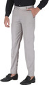 CHARLIE CARLOS Men Relaxed Grey Cotton Blend Trousers