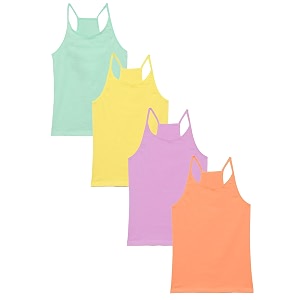 charm n cherish girls multicolor racer back camivest pack of 4 camisole vest for girls cotton innerwear