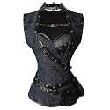 Charmian Women's Steampunk Spiral Steel Boned Vintage Corset Tops Bustier