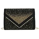 CHARMING TAILOR Envelope Purse Formal Faux Suede Clutch Rhinestone Evening Bag for Women Party Handbag