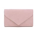 CHARMING TAILOR Faux Suede Clutch Bag Elegant Metal Binding Evening Purse for Wedding/Prom/Black-Tie Events