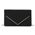 CHARMING TAILOR Faux Suede Clutch Bag Elegant Metal Binding Evening Purse for Wedding/Prom/Black-Tie Events