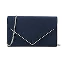 CHARMING TAILOR Faux Suede Clutch Bag Elegant Metal Binding Evening Purse for Wedding/Prom/Black-Tie Events