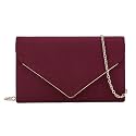 CHARMING TAILOR Faux Suede Clutch Bag Elegant Metal Binding Evening Purse for Wedding/Prom/Black-Tie Events