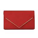 CHARMING TAILOR Faux Suede Clutch Bag Elegant Metal Binding Evening Purse for Wedding/Prom/Black-Tie Events