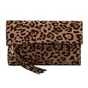 CHARMING TAILOR Leopard Clutch Bag for Women Tassel Foldover Clutch Faux Suede Dressy Purse for Day to Evening