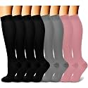 CHARMKING Compression Socks for Women &amp; Men Circulation (8 Pairs) 15-20 mmHg Best Calf Socks Support for Athletic Cycling