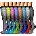 CHARMKING Compression Socks for Women &amp; Men Circulation (8 Pairs) 15-20 mmHg Best Calf Socks Support for Athletic Cycling