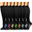 CHARMKING Compression Socks for Women &amp; Men Circulation (8 Pairs) 15-20 mmHg Best Calf Socks Support for Athletic Cycling