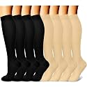 CHARMKING Compression Socks for Women &amp; Men Circulation (8 Pairs) 15-20 mmHg Best Calf Socks Support for Athletic Cycling