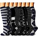 CHARMKING Compression Socks for Women &amp; Men Circulation (8 Pairs) 15-20 mmHg Best Calf Socks Support for Athletic Cycling