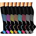 CHARMKING Compression Socks for Women &amp; Men Circulation (8 Pairs) 15-20 mmHg Best Calf Socks Support for Athletic Cycling