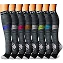 CHARMKING Compression Socks for Women &amp; Men Circulation (8 Pairs) 15-20 mmHg Best Calf Socks Support for Athletic Cycling