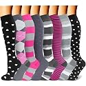 CHARMKING Compression Socks for Women &amp; Men Circulation (8 Pairs) 15-20 mmHg Best Calf Socks Support for Athletic Cycling