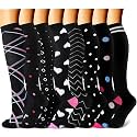 CHARMKING Compression Socks for Women &amp; Men Circulation (8 Pairs) 15-20 mmHg Best Calf Socks Support for Athletic Cycling