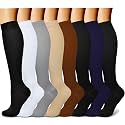CHARMKING Compression Socks for Women &amp; Men Circulation (8 Pairs) 15-20 mmHg Best Calf Socks Support for Athletic Cycling