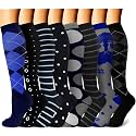 CHARMKING Compression Socks for Women &amp; Men Circulation (8 Pairs) 15-20 mmHg Best Calf Socks Support for Athletic Cycling