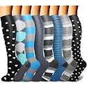 CHARMKING Compression Socks for Women &amp; Men Circulation (8 Pairs) 15-20 mmHg Best Calf Socks Support for Athletic Cycling