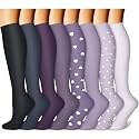 CHARMKING Compression Socks for Women &amp; Men Circulation (8 Pairs) 15-20 mmHg Best Calf Socks Support for Athletic Cycling
