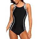 CharmLeaks One Piece Swimsuits Athletic Racerback Bathing Suits Racing Swimwear