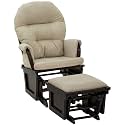 CHARMMA Nursery Glider Rocking Chair with Ottoman, Thick Padded Cushion Seating and Wood Base, Cream White